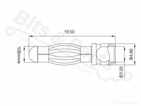 Banana plug brass gold plated 4mm male 32A